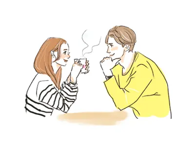 イラスト:向かい合うおふたり